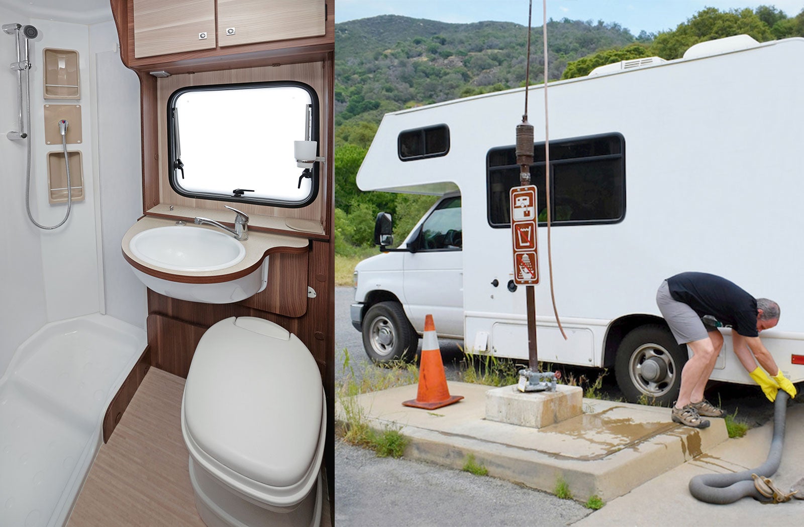 Portable RV/camper toilet and holding tank setup in Sioux City, Iowa