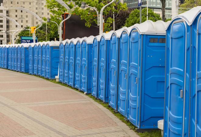 Seasonal porta potty units set up at a Sioux City, Iowa venue