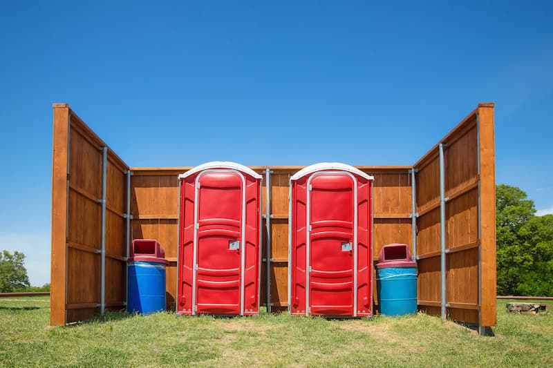 Short-term porta potty units staged for delivery in Sioux City, Iowa